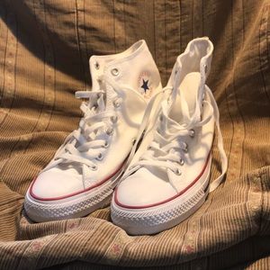 Women’s size 10 white High Top Converse (unisex)